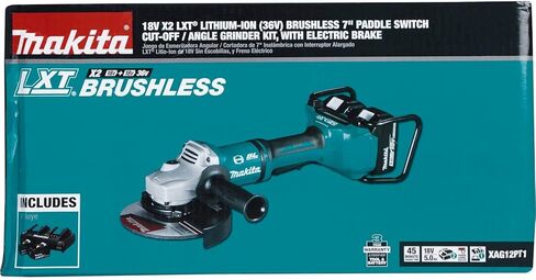 Makita XAG12PT1 5.0Ah 18V X2 LXT Lithium-Ion 36V Brushless Cordless 7" Paddle Switch Cut-Off/Angle Grinder Kit, with Electric Brake , Blue in Saudi Arabia