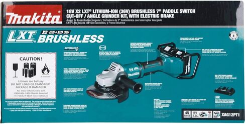 Makita XAG12PT1 5.0Ah 18V X2 LXT Lithium-Ion 36V Brushless Cordless 7" Paddle Switch Cut-Off/Angle Grinder Kit, with Electric Brake , Blue in Saudi Arabia