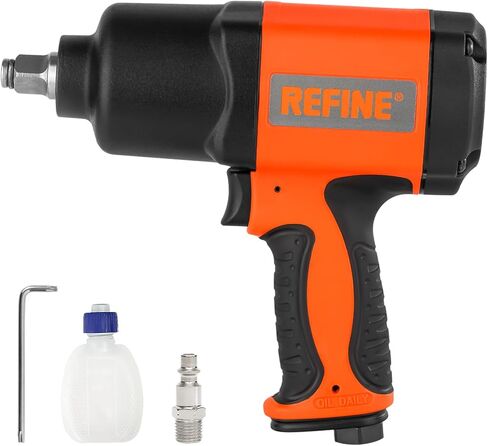 REFINE Air Impact Wrench,Pneumatic Impact Gun 1/2 inch,Heavy Duty 626 ft-Lbs Max Loosening Torque Output,Air impact gun Twin Hammer 7500RPM for Automobile Repair, Changing Tires in Kuwait