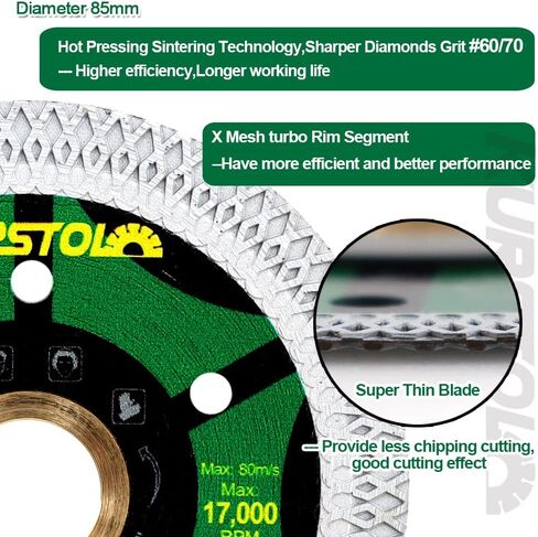 KURSTOL Tile Porcelain Diamond Blade - 4.5"/115mm Super Thin Diamond Cutting Disc Wheel,Arbor 7/8"-5/8" for Ceramic Granite,Marble Angle Grinder Tile Saw Blade in Saudi Arabia