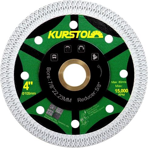 KURSTOL Tile Porcelain Diamond Blade - 4.5"/115mm Super Thin Diamond Cutting Disc Wheel,Arbor 7/8"-5/8" for Ceramic Granite,Marble Angle Grinder Tile Saw Blade in Kuwait