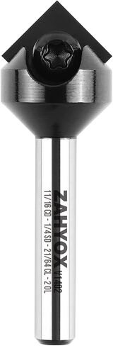 ZahyoX 30 Degree V-Groove CNC Bit, NACO Coated Solid Carbide Router Bit, 11/16" Cutting Dia, 1/4" Shank, 0.388" Cutting Length, 2" Overall Length, 1 Flute, CNC Router Bits, CNC End Mill in Kuwait