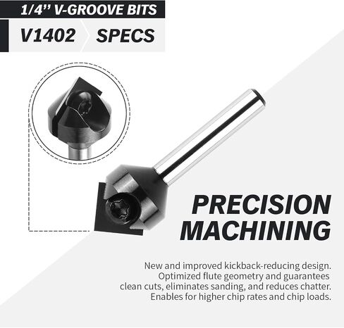 ZahyoX 30 Degree V-Groove CNC Bit, NACO Coated Solid Carbide Router Bit, 11/16" Cutting Dia, 1/4" Shank, 0.388" Cutting Length, 2" Overall Length, 1 Flute, CNC Router Bits, CNC End Mill in Kuwait