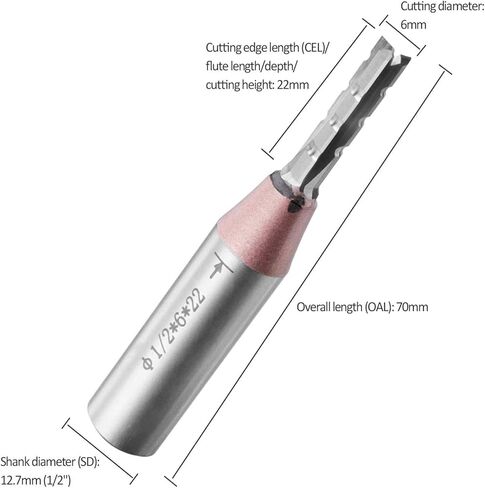 HQMaster 1/2 بوصة عرقوب راوتر بت كربيد مائل نهاية مطحنة يغرق TCT النقش قاطعة الطحن الصناعية الجودة الخشب الخشب MDF الخشب الصلب اللوح الخشب الرقائقي (12.7 × 6 × 22 × 70 مم) in Kuwait