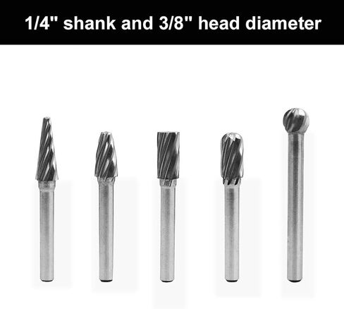 5 PCS Glaziers' diamonds 1/4" Shank Carbide Burrs Hand Tools for Aluminum Metal Carving Polishing Engraving Drilling in Plastic Box in Saudi Arabia