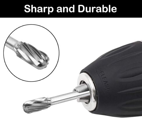 5 PCS Glaziers' diamonds 1/4" Shank Carbide Burrs Hand Tools for Aluminum Metal Carving Polishing Engraving Drilling in Plastic Box in Saudi Arabia