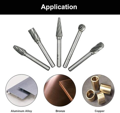 5 PCS Glaziers' diamonds 1/4" Shank Carbide Burrs Hand Tools for Aluminum Metal Carving Polishing Engraving Drilling in Plastic Box in Saudi Arabia