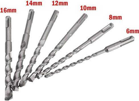 LOVPAIN6pcs SDS-Plus مطرقة دورانية مجموعة لقمة مثقاب مقبض دائري فتحتين تأثير لقمة ثقب 6 مللي متر 8 مللي متر 10 مللي متر 12 مللي متر 14 مللي متر 16 مللي متر in Saudi Arabia