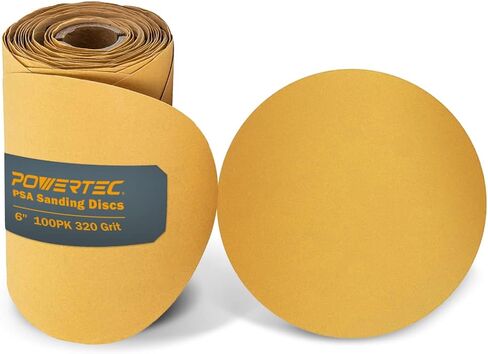 POWERTEC 4DR1508 PSA Sanding Discs 6 Inch, Gold 80 Grit Aluminum Oxide Sandpaper – 100 Pack in Saudi Arabia