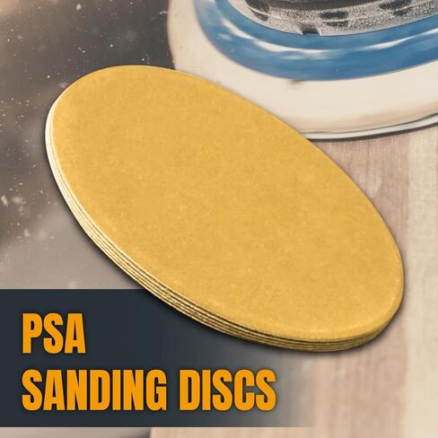 POWERTEC 4DR1508 PSA Sanding Discs 6 Inch, Gold 80 Grit Aluminum Oxide Sandpaper – 100 Pack in Saudi Arabia