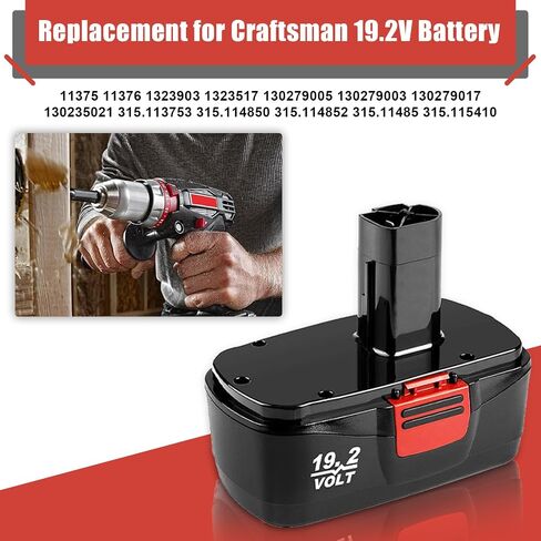 4500mAh Ni-Mh 19.2V Diehard C3 Battery Compatible with Craftsman 19.2 Volt Battery 11375 11376 130279005 1323903 130211004 130279003 130279017 315.115410 315.11485 315.PP2011 315.PP2010 315.PP2020 in Saudi Arabia