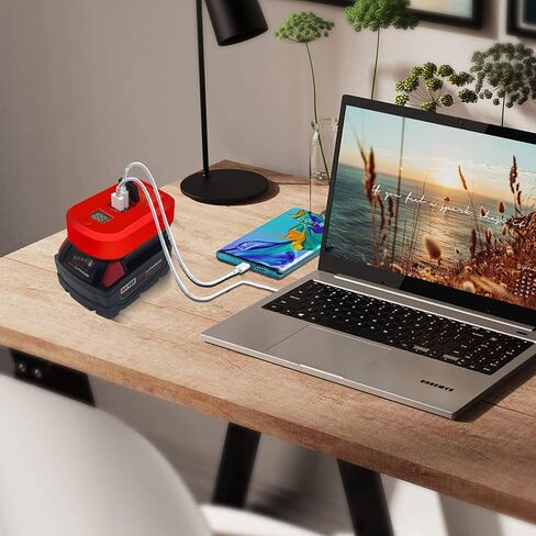 USB Power Source Adapter for Milwaukee M18 18V Battery, USB Battery Charger with 1 Type-C and 1 USB Port 65W MAX Output,with Dust Cover Portable Power Source Adapter in Saudi Arabia