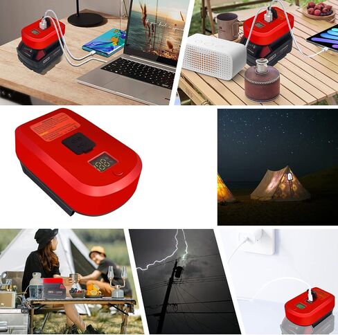 USB Power Source Adapter for Milwaukee M18 18V Battery, USB Battery Charger with 1 Type-C and 1 USB Port 65W MAX Output,with Dust Cover Portable Power Source Adapter in Saudi Arabia