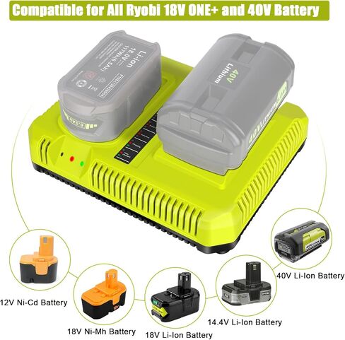 40V 18V Charger Replacefor Ryobi P137 Battery Charger, Compatible for Ryobi 40V Battery and Ryobi 18V Battery in Kuwait