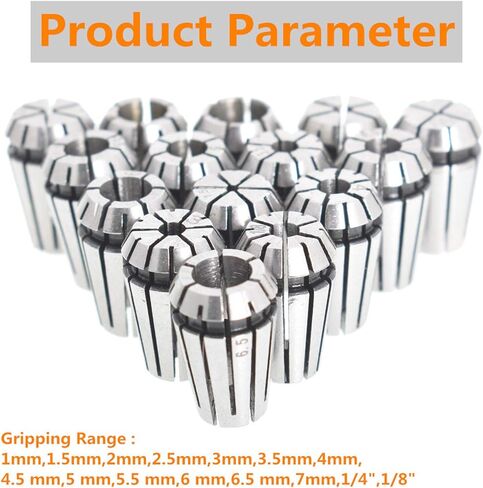 findmall 15Pcs ER11 Precision Spring Collet Set 1-7MM and 1/8,1/4-Inch for CNC Milling Lathe Tool and Work-Holding Engraving Machine in Saudi Arabia