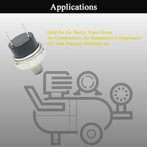 مفتاح ضغط الهواء 85-100 PSI مفتاح ضغط 1/8 "-27 NPT ذكر تيار مستمر 12 فولت 24 فولت ضاغط الهواء مفتاح ضغط قطار الهواء القرن التبديل 1/8 بوصة موضوع in Kuwait