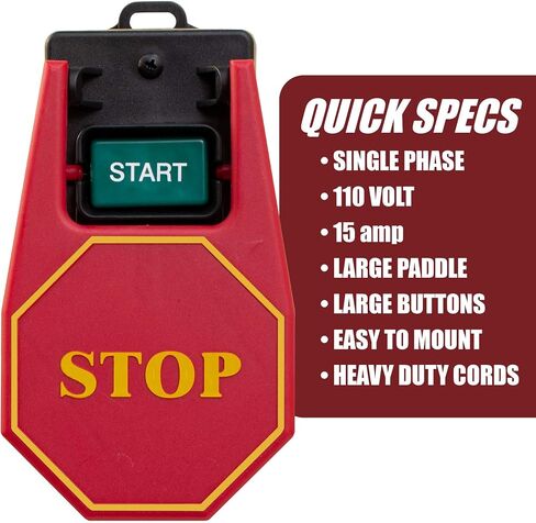 Fulton 110V Single Phase On/Off Switch with Large Stop Sign Paddle for Easy Visibility and Contact for Quick Power Downs Ideal for Router Tables Table Saws and Other Small Machinery in Saudi Arabia