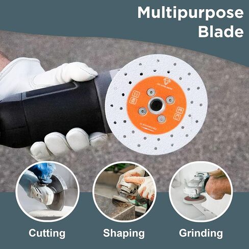 أدوات ماسية متفوقة 5 بوصة شفرة ماسية مزدوجة الجوانب عجلة قطع ماسية ملحومة بالنحاس مع محول شفرة قطع متساطح 5/8 بوصة - 11 - شفرة ماسية لطحن الزوايا للجرانيت والرخام والبورسلين والكوارتز in Kuwait