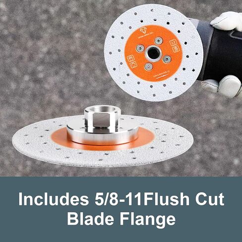 أدوات ماسية متفوقة 5 بوصة شفرة ماسية مزدوجة الجوانب عجلة قطع ماسية ملحومة بالنحاس مع محول شفرة قطع متساطح 5/8 بوصة - 11 - شفرة ماسية لطحن الزوايا للجرانيت والرخام والبورسلين والكوارتز in Kuwait