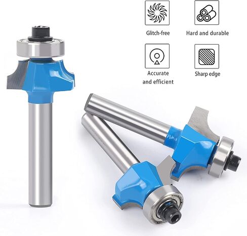 Newdeli 3Pcs Roundover Router Bit Set 1/4 Inch Shank, Carbide Round Over Router Bits for Edging Forming, Including 1/8", 3/16", 1/4" Radius Rounding Router Bits in Saudi Arabia