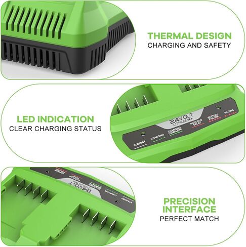 استبدال شاحن مزدوج AYTXTG 24 فولت لشاحن Greenworks 24 فولت، متوافق مع Greenworks 24V BAG711 BAG710 BAG709 BAG708 in Kuwait