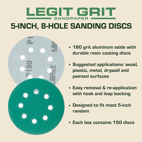 5 inch Sand Paper Disc, 8-Hole, 150 Grit, 50-Pack in Saudi Arabia