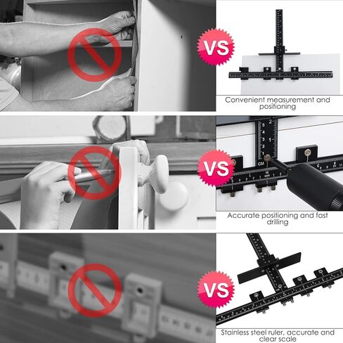 WerkWeit Cabinet Hardware Jig Aluminum Alloy Cabinet Handle Template Tool Adjustable Punch Locator Drill Template Guide True Position Cabinet Hardware Jig for Door Drawer Knobs Handles Installation in Kuwait