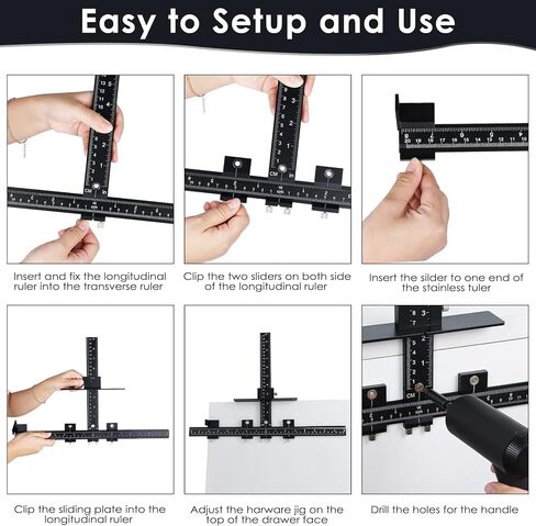 WerkWeit Cabinet Hardware Jig Aluminum Alloy Cabinet Handle Template Tool Adjustable Punch Locator Drill Template Guide True Position Cabinet Hardware Jig for Door Drawer Knobs Handles Installation in Kuwait