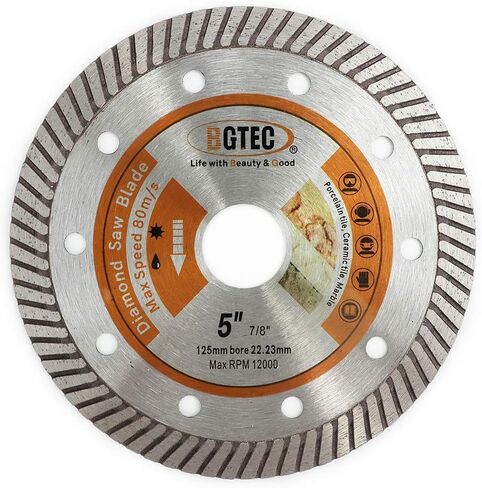 5 Inch Circular Saw Blade,BGTEC Saw for Tile Cutting, Super Thin Turbo Diamond Blade for Cutting Porcelain Tile Ceramic Granite Marble Hard Material,Dia 125mm, 1Pcs in Saudi Arabia
