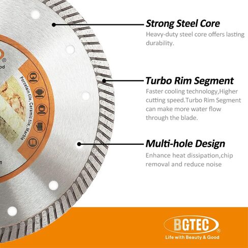 5 Inch Circular Saw Blade,BGTEC Saw for Tile Cutting, Super Thin Turbo Diamond Blade for Cutting Porcelain Tile Ceramic Granite Marble Hard Material,Dia 125mm, 1Pcs in Saudi Arabia