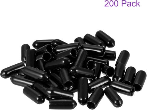 DMiotech 200 حزمة 4 مم معرف أسود برغي الموضوع حماة المطاط نهاية قبعات الترباس يغطي لأنابيب الأثاث المسمار الترباس in Kuwait