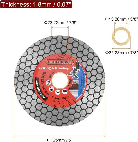 HARFINGTON Diamond Tile Saw Blade, 5" (125mm) Super Diamond Blade Tile Saw Blade Cutting and Grinding for Marble Porcelain Ceramic Tiles in Saudi Arabia