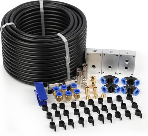 نظام أنابيب الهواء FORNAX، طقم دفع هوائي مكون من 14 قطعة مع أنابيب نايلون بطول 100 قدم 1/2 بوصة، وصلة توصيل سريعة من النوع الصناعي وقابس in Kuwait