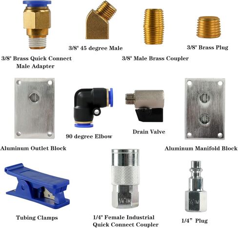 نظام أنابيب الهواء FORNAX، طقم دفع هوائي مكون من 14 قطعة مع أنابيب نايلون بطول 100 قدم 1/2 بوصة، وصلة توصيل سريعة من النوع الصناعي وقابس in Kuwait