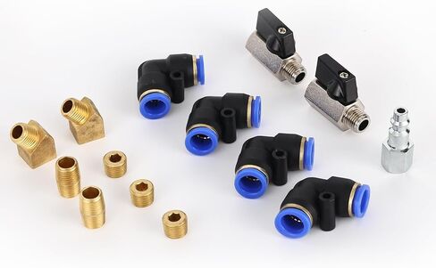 نظام أنابيب الهواء FORNAX، طقم دفع هوائي مكون من 14 قطعة مع أنابيب نايلون بطول 100 قدم 1/2 بوصة، وصلة توصيل سريعة من النوع الصناعي وقابس in Kuwait