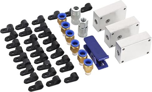 نظام أنابيب الهواء FORNAX، طقم دفع هوائي مكون من 14 قطعة مع أنابيب نايلون بطول 100 قدم 1/2 بوصة، وصلة توصيل سريعة من النوع الصناعي وقابس in Kuwait