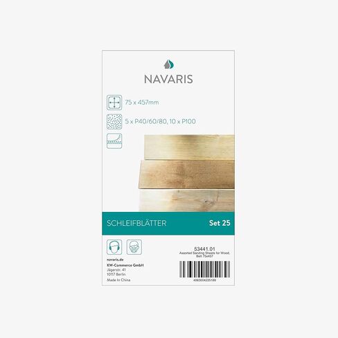 Navaris 25 pcs Sanding Belt Pack - Assorted Sanding Belts P40, 60, 80, 100 Grit Sandpaper for Wood Rubber Leather Stone Glass Metal - 3" x 18" in Saudi Arabia