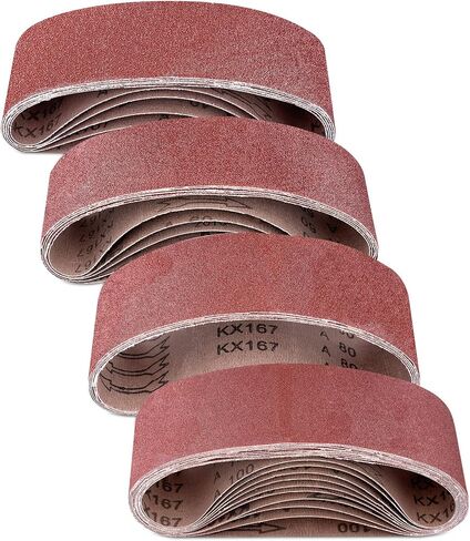 Navaris 25 pcs Sanding Belt Pack - Assorted Sanding Belts P40, 60, 80, 100 Grit Sandpaper for Wood Rubber Leather Stone Glass Metal - 3" x 18" in Saudi Arabia