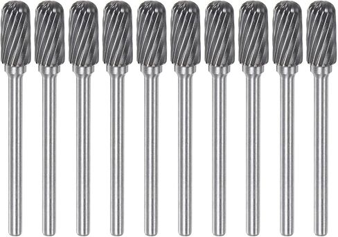 HARFINGTON 10pcs Carbide Rotary Burrs 1/8" (3mm) Shank 1/4" (6mm) Head Single Cut Cylindrical Ball Nose C Shape Die Grinder Bits Rasp Files for Hard Metal Wood Stone Polishing Engraving in Saudi Arabia