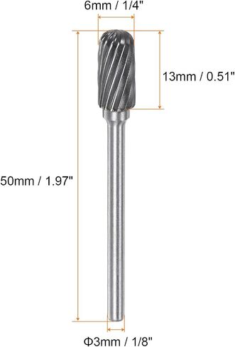 HARFINGTON 10pcs Carbide Rotary Burrs 1/8" (3mm) Shank 1/4" (6mm) Head Single Cut Cylindrical Ball Nose C Shape Die Grinder Bits Rasp Files for Hard Metal Wood Stone Polishing Engraving in Saudi Arabia
