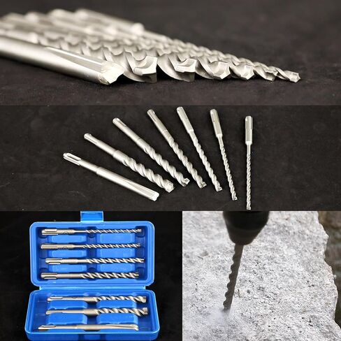 DEHUIWI 7 قطع SDS بالإضافة إلى لقم الثقب للطوب والحجر، لقم الثقب المطرقة الدوارة، مجموعة لقم البناء الخرسانية ذات وصلة عرقوب، لقم الثقب الدوارة من الكربيد مع حقيبة تخزين صلبة in Kuwait