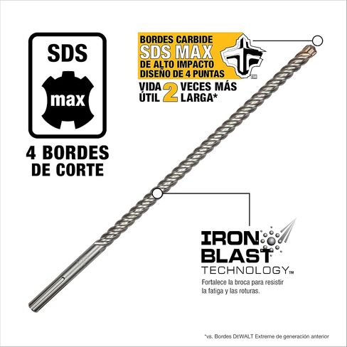 DEWALT SDS Max Bit للمطرقة الدوارة، 5/8 بوصة × 16 بوصة × 21-1/2 بوصة، 4 قطع (DW5809) in Saudi Arabia