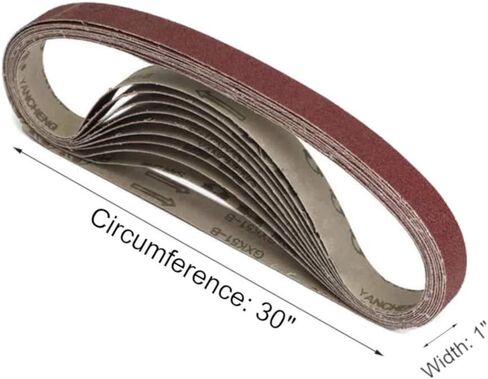 حزام سنفرة 2.54 سم × 76.2 سم، 12 قطعة من أسيد الزركونيوم والأوكسيد الألومنيوم، 4 كل من 60/80/120 حبيبة للحزام سنفرة in Kuwait