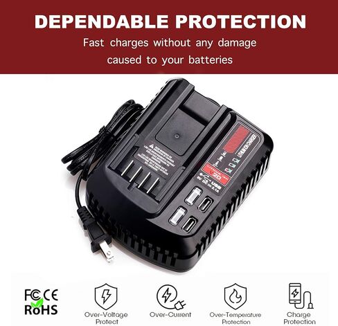 Lilocaja Replacement for Craftsman 20V Battery Charger CMCB104, Compatible with Craftsman 20V V20 Max Lithium-Ion Battery CMCB202 CMCB204 CMCB209 CMCB206 in Kuwait