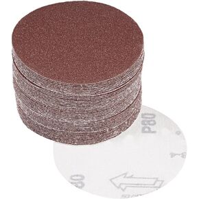 uxcell 50Pcs 4 Inch Hook and Loop Sanding Disc 320 Grits Flocking Sandpaper for Random Orbit Sander Brown