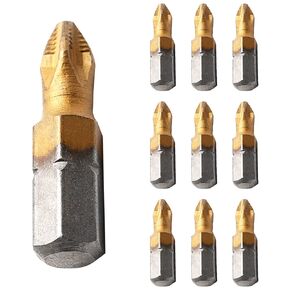 BokWin 10Pcs PH2 Anti Slip Screwdriver Bit Set,1/4 Inch Hex 25mm Length Titanium Magnetic Drill Bits Set for Electric Screwdriver Impact Drill