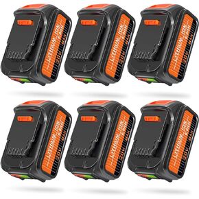 6 قطع بديلة لبطارية 6.0 أمبير في الساعة لبطارية ديوالت 20 فولت (أصفر) in Kuwait