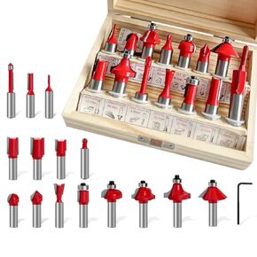 LeuMuas Router Bits Set of 15 Pieces 1/2 Inch Woodwork Tools,Beginner Router Bit Kit for DIY, Woodworking Project with Storage Case in Kuwait