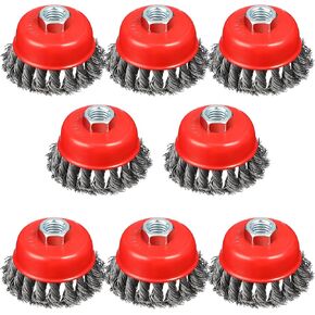 4"Wire Wheel Cup Brush, Coarse Twisted Knotted Wire Wheel for Angle Grinder | WENHUALI 5/8 Inch-11 Threaded Arbor 0.020" Carbon Steel Wire Brush for Grinder, Heavy Cleaning Rust, Abrasive 2 pack in Saudi Arabia