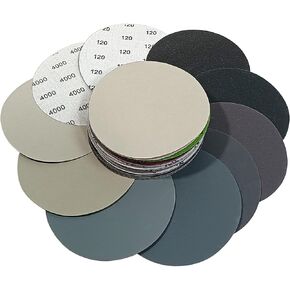 Rouswee 36PCS 5 Inch #120-#4000 Hook and Loop Wet Dry Sanding Discs 120/180/240/400/800/1200/2000/3000/4000 Grit Compatible for Random Orbital Sander Sanding Grinder (36 PCS 5 inch #120-#4000)